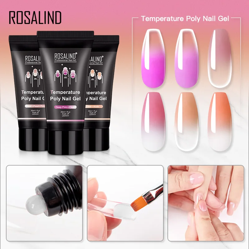 

ROSALIND 30ML Temperature Change Poly Nail Gel Extension Builder Acrylic UV Gel Soak Off Vernis Semi Permanent Nail Art Manicure