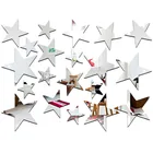 3D наклейка, зеркальная Настенная Наклейка с 20 звездами, наклейка для поверхности, домашний декор для комнаты сделай сам (серебристый)