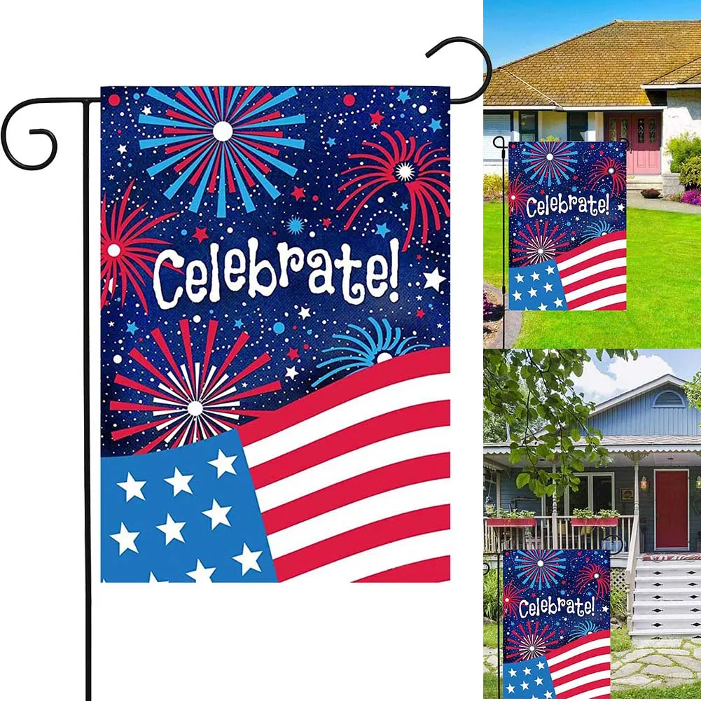 4 июля сад флаг двухсторонний открытый для сада патриотические США звезды полосы