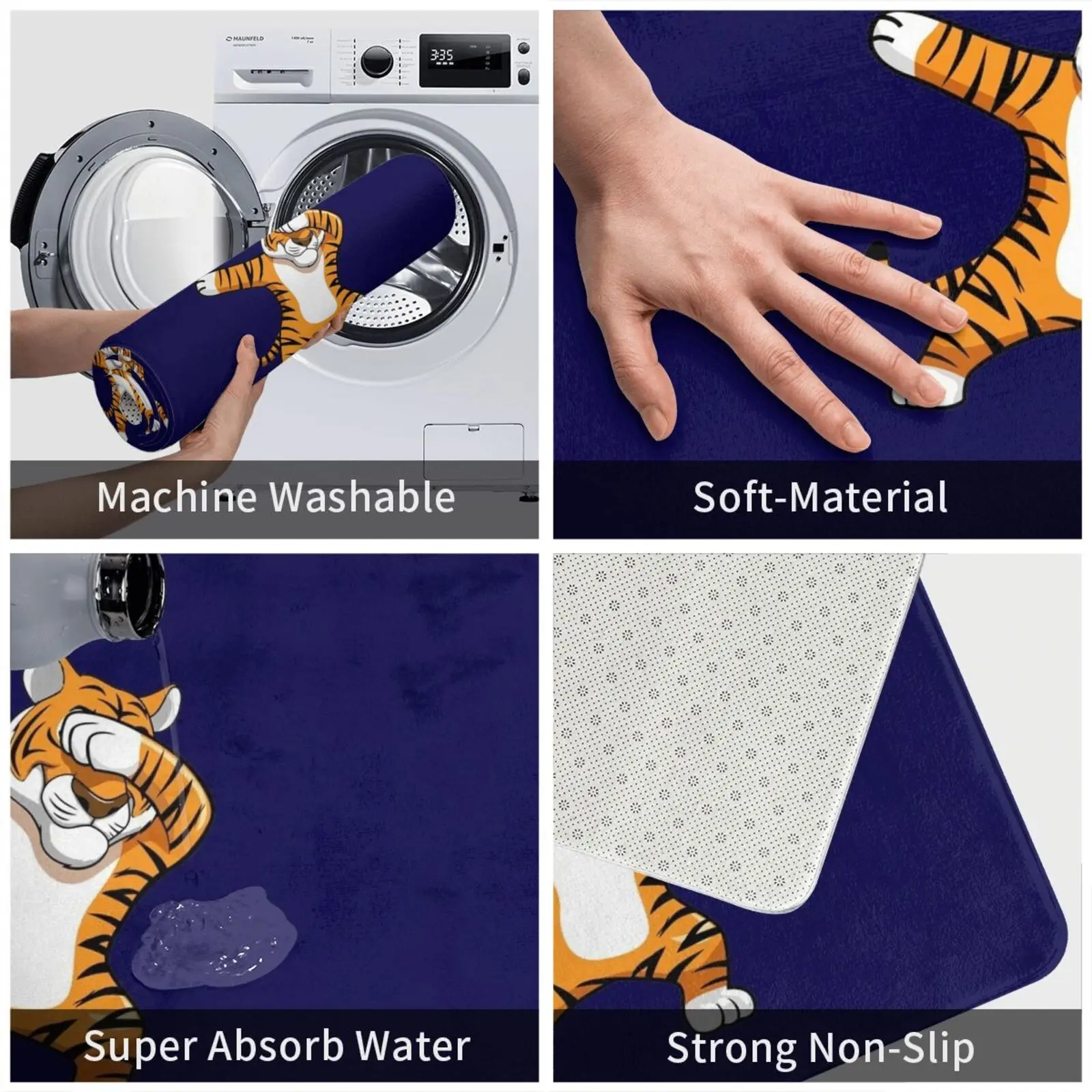 Bdaz талисман с тигром по футболу коврик для входной двери ванной рисунком мандалы