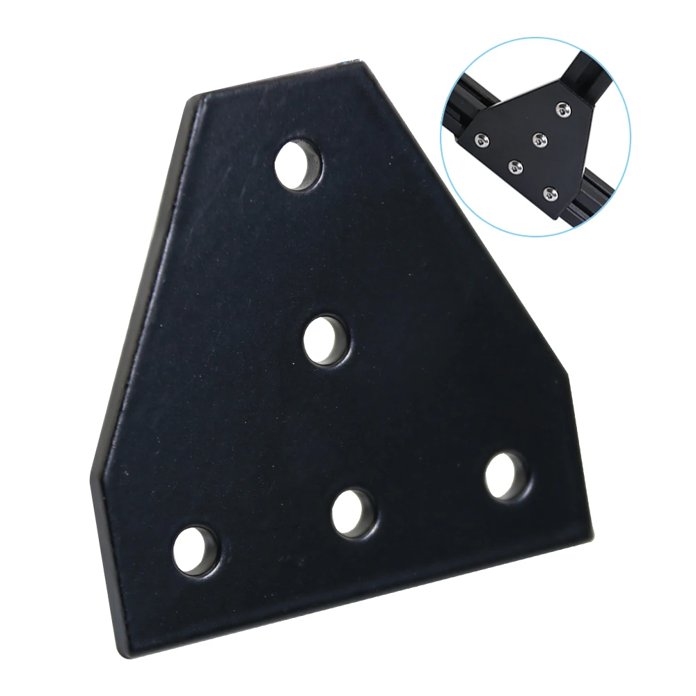 

5 Hole Black 90 Degree Joint Board Plate Corner Angle Bracket Connection Joint Strip for 2020 Aluminum Profile 3D Printer Frame