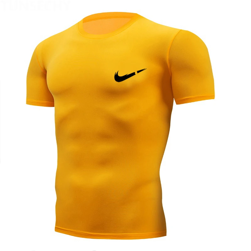 Спортивные фитнес плотно облегающие футболки для мужчин s Slim Fit с короткими рукавами быстросохнущие спортивные футболки для бега мужские Рашгард jogger тренировочные футболки футбол спортивная одежда Джерси Топы мужские