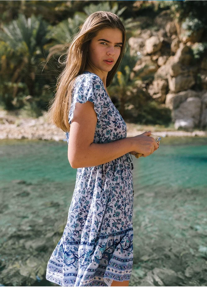 Boho Queens женский синий цветочный принт сексуальное нижнее белье с глубоким v