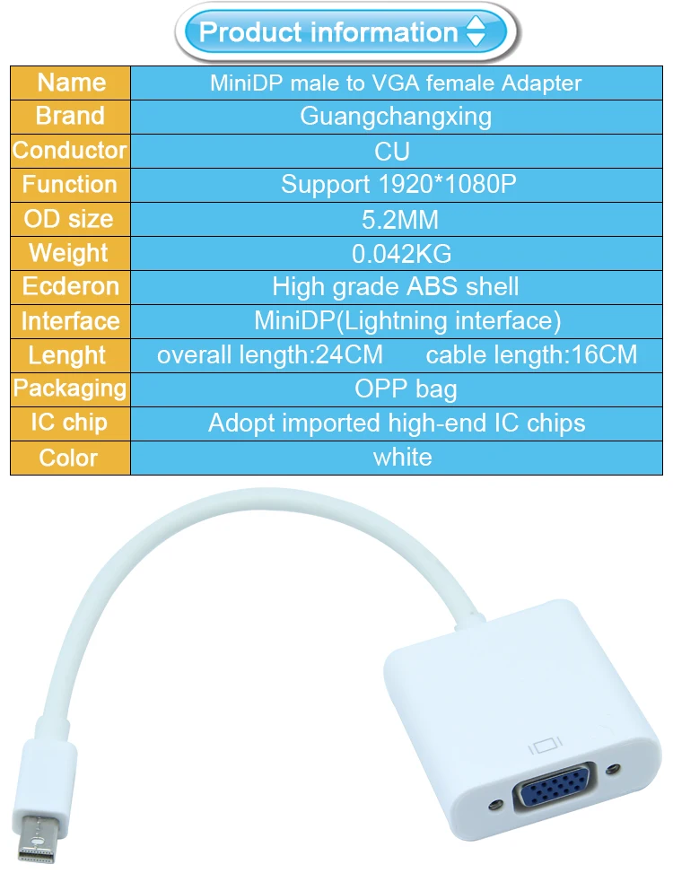 Мини DP к VGA кабель адаптер Thunderbolt мини дисплей порт дисплей к VGA конвертер адаптер для Apple Mac Pro Air Ноутбук