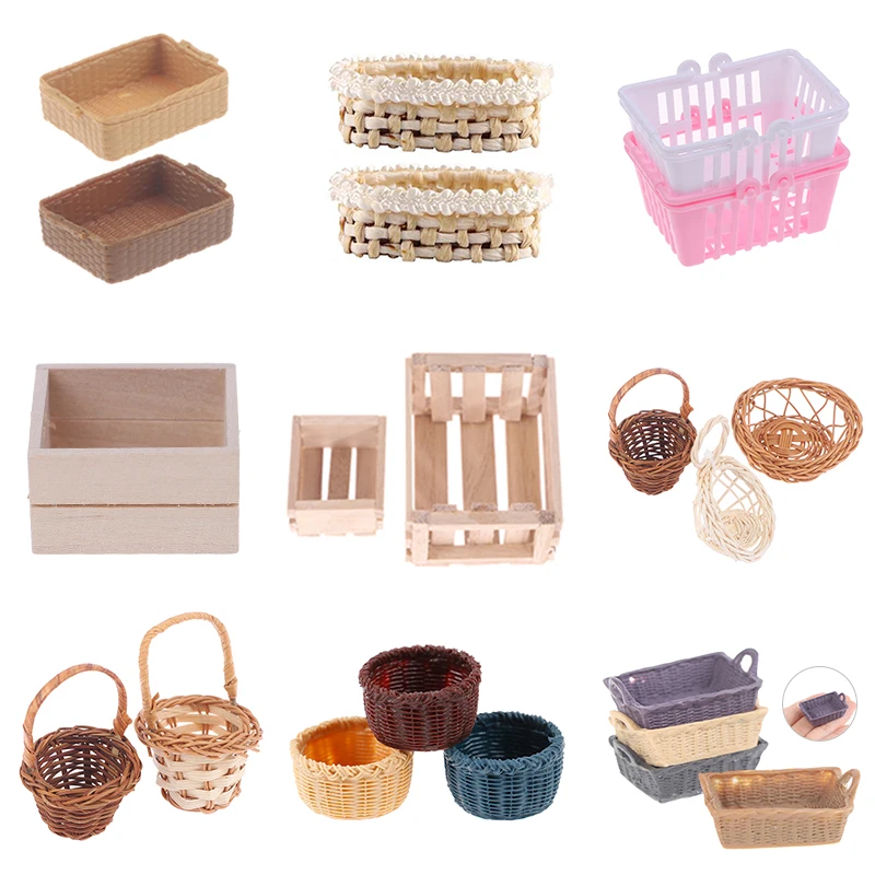 

Mini Simulation Food Basket Model Toys For Doll House Decoration Dollhouse Miniature Accessories Kid Toy Gift