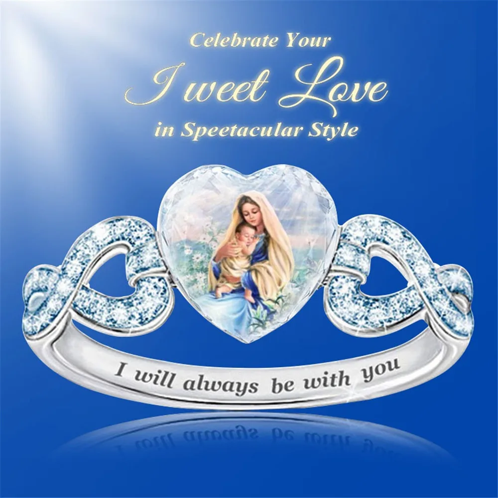 

Classic Fashion Light Luxury Zircon Crystal Heart-shaped Prayer Ring Women's Jewelry Jewelry Holiday Gift Accessories Wholesale