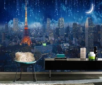 customized 3d photo wallpaper mural paris tower night sky city bedroom living room sofa tv background wall