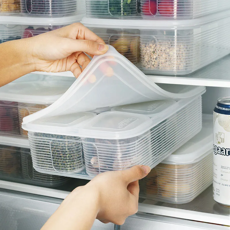 

Kitchen Refrigerator Keep Fresh Box Onion Ginger Garlic Compartment Storage Box Fruit Vegetable Drain Crisper Container With Lid