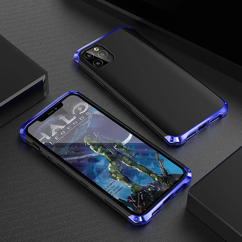 Противоударный защитный чехол для iphone 11 Pro Max металлический бампер жесткий из ТПУ