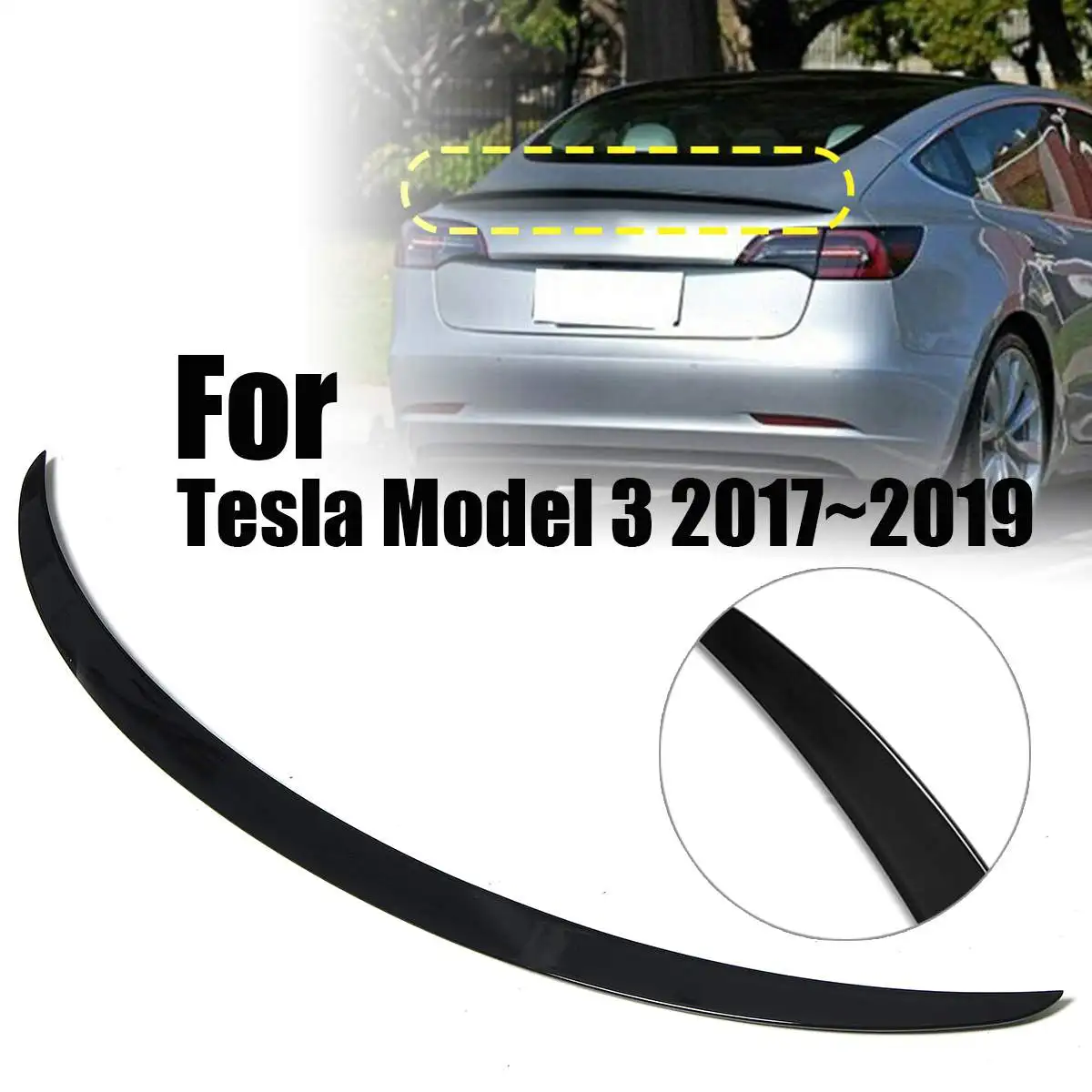 1 шт. глянцевый черный Задний спойлер, крыло, багажник Накладка для Tesla модель 3