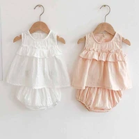 summer baby clothes baby girls clothes cotton sleeveless lace vest tops and bloomer toddler girls set baby outfit