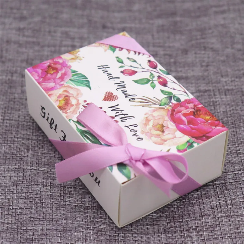 box as pic 5 шт. в партии, веселая Рождественская Подарочная посылка, ручная работа, милая Свадебная посылка, белая/крафт-коробка с цветочным узором - Цвет: box as pic