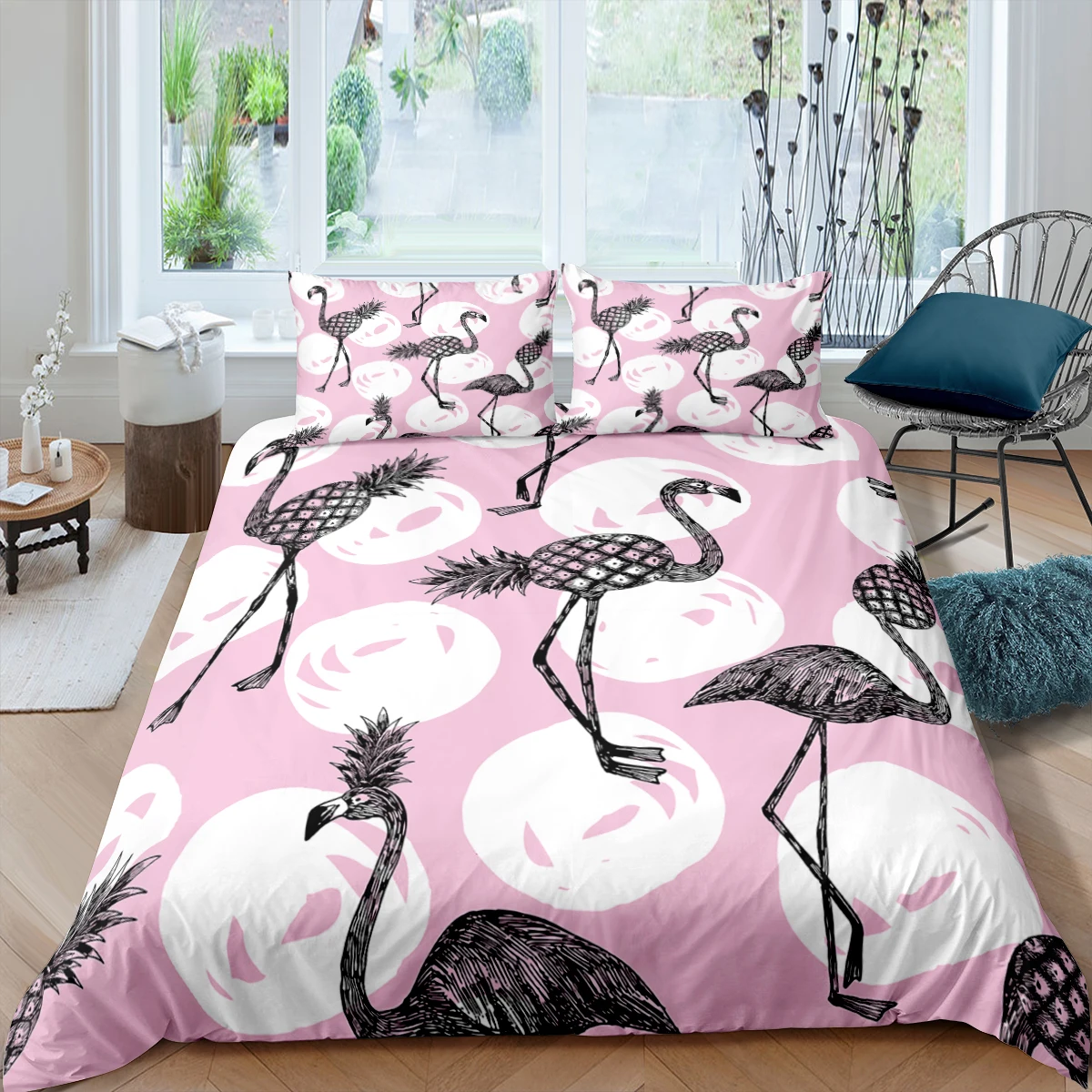 

Pink Flamingo Duvet Cover Pillowcase 3d Animal Comforter Cover For Home Textiles Single Twin Queen King Size Bedspread