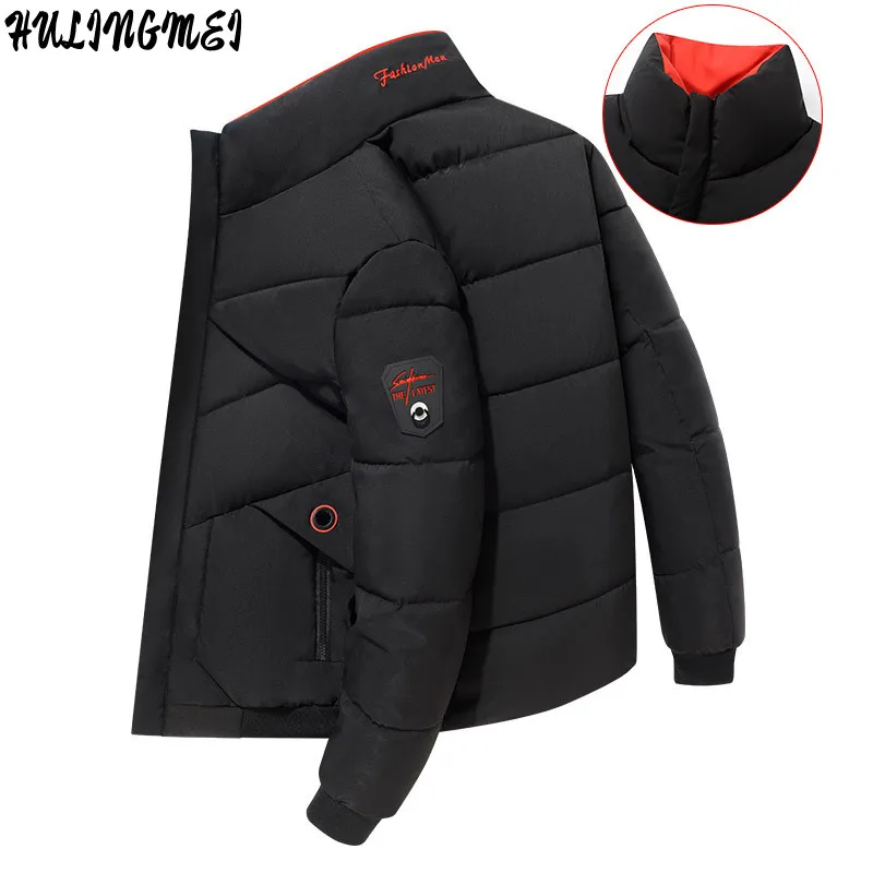 

Мужские повседневные теплые парки, куртки, зимние уличные плотные пальто, однотонная мужская ветрозащитная одежда с воротником-стойкой и х...