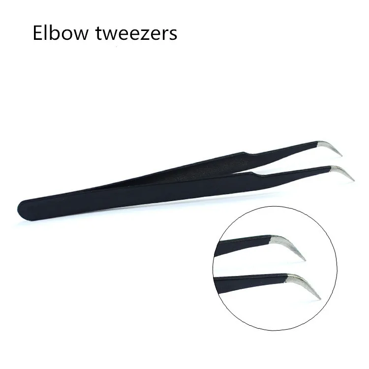 1PC Anti-Static Ceramic Tweezers Stainless Steel Electronic Cigarette Industrial Ceramic Tweezers Insulated Straight Curved Tip