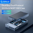 Чехол ORICO LSDT с двумя отсеками, поддержка M.2 NVME NGFF SATA SSD Disk для M Key и B + M Key SSD с адаптером питания 5 В, 4 а