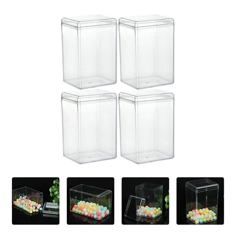 

4pcs Transparent Candy Boxes Candy Containers Rectangle Biscuits Packing Boxes Specimen Display Box