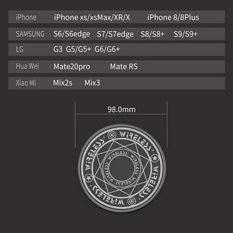 Беспроводное зарядное устройство Microdata быстрое для телефона GY-68P 10 Вт QI мини samsung