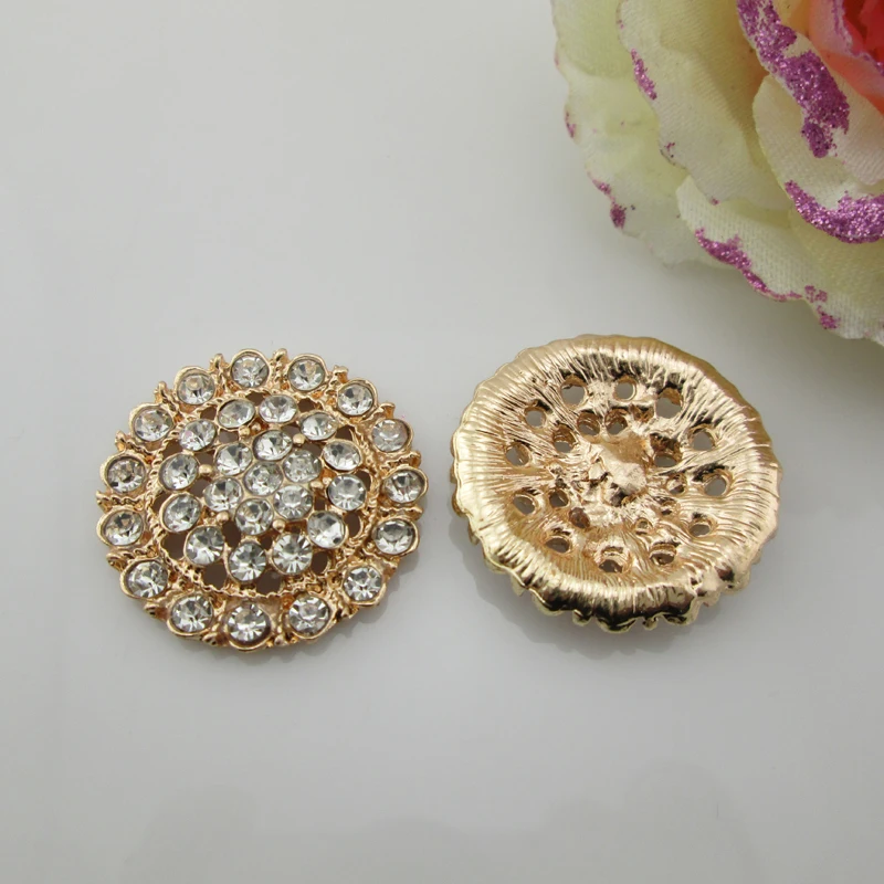 Пуговицы круглые из сплава со стразами 30 мм 5 шт./лот | Дом и сад