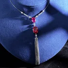 Женский кулон из серебра 100% пробы, с рубиновым Камнем