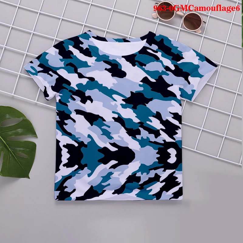 

2021 new boy camouflage Summer clothes sets Elastic force T-shirt baby kids 3D Tshirts Children's clothing Toddler Girls Tees