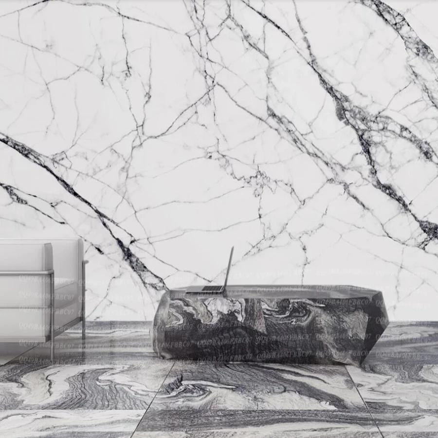 3D фотообои на заказ абстрактная текстура белый серый фон стена мрамор