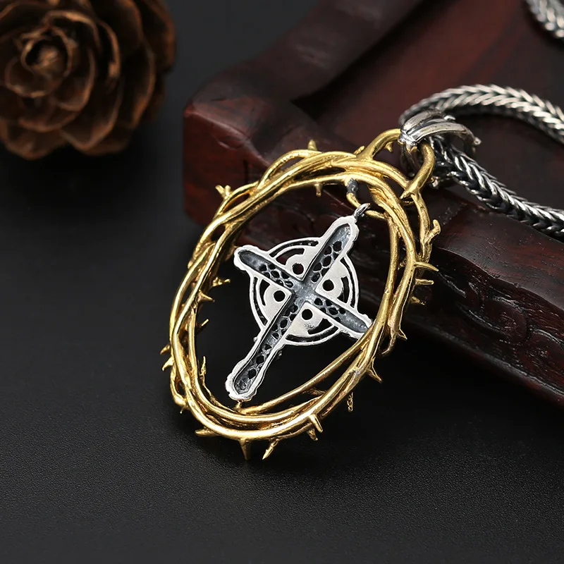 Женский креативный кулон из серебра 100% пробы с черепом и Иисусом|Подвески| |