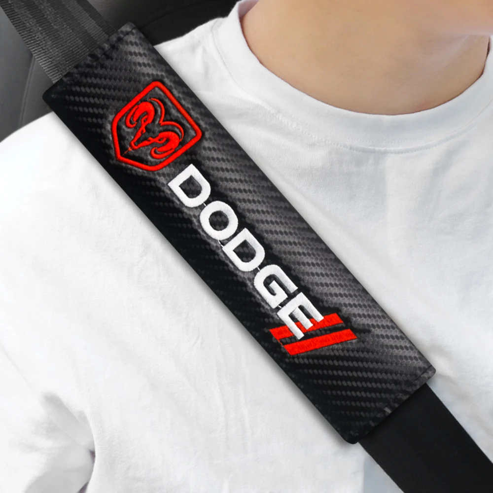 

2Pcs Car Seat Belt Pads Seat Shoulder Strap Pad Cushion Cover Comfortable Seatbelt Harness Cover For Dodge Ram 1500 Challeager
