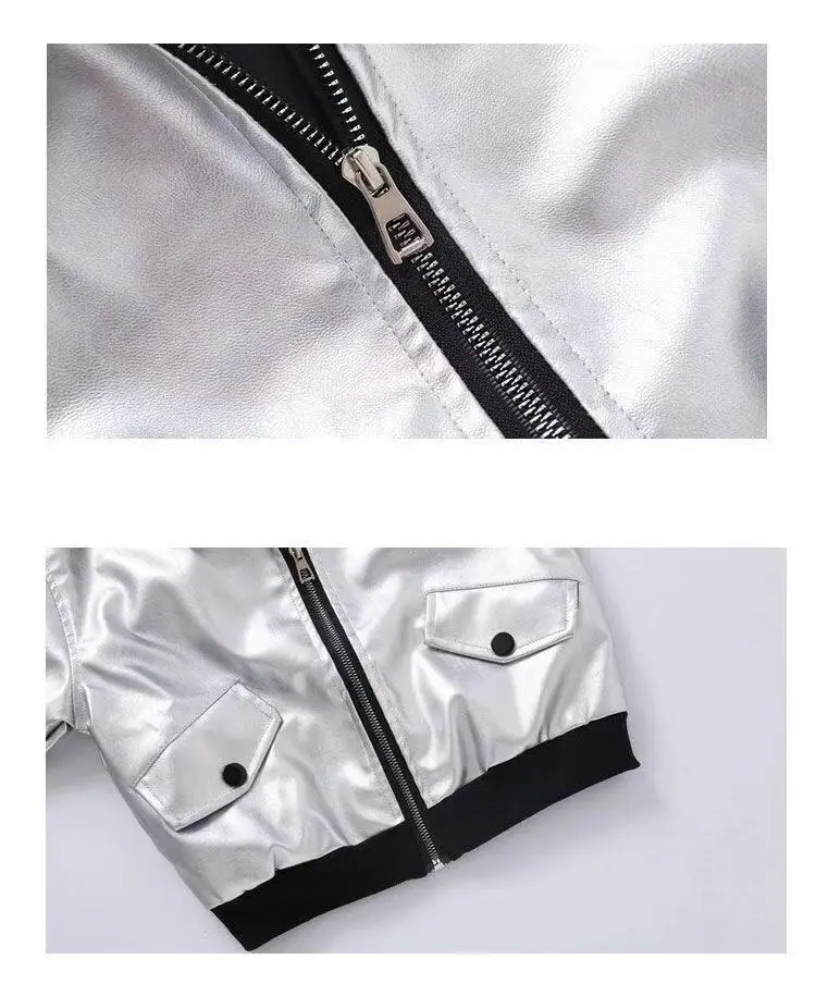 Осенняя детская куртка из искусственной кожи для девочек кожаная верхняя одежда