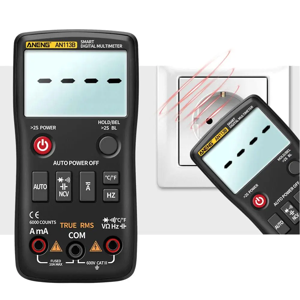 

AN113B Handheld Digital Multimeter LCD Backlight Portable AC/DC Ammeter Voltmeter Ohm Voltage Tester Meter Multimetro