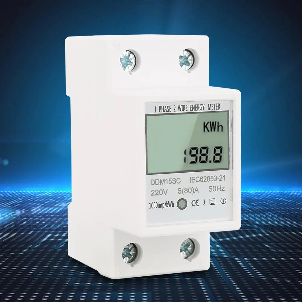 

Din-Rail Energy KWh Meter Single Phase 2P Electronic Power Meter XTM35SC 220V 5-80A LCD Display Electronic Energy KWh Meter