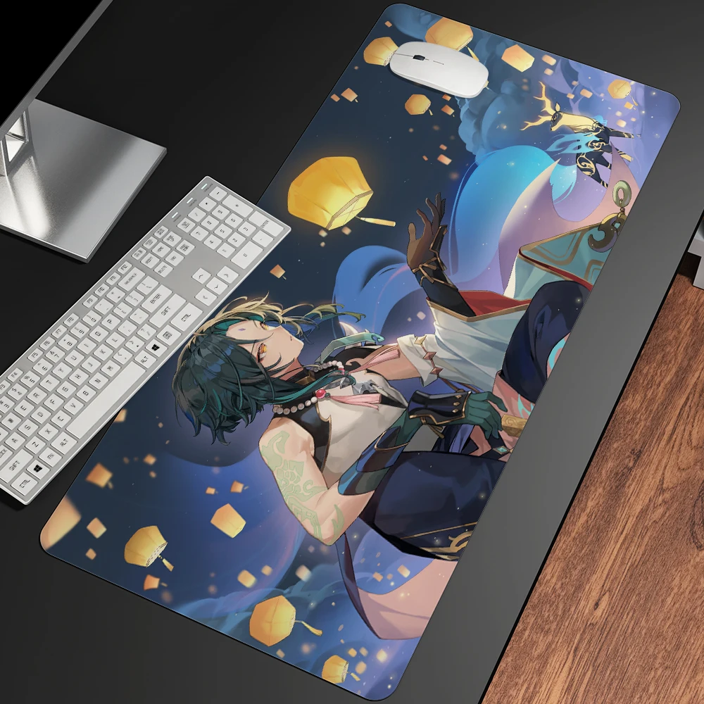 genshin impact 90x40 large mouse pad gaming accessories xxl pc laptop gamer mousepad anime antislip mat keyboard desk mat carpet free global shipping