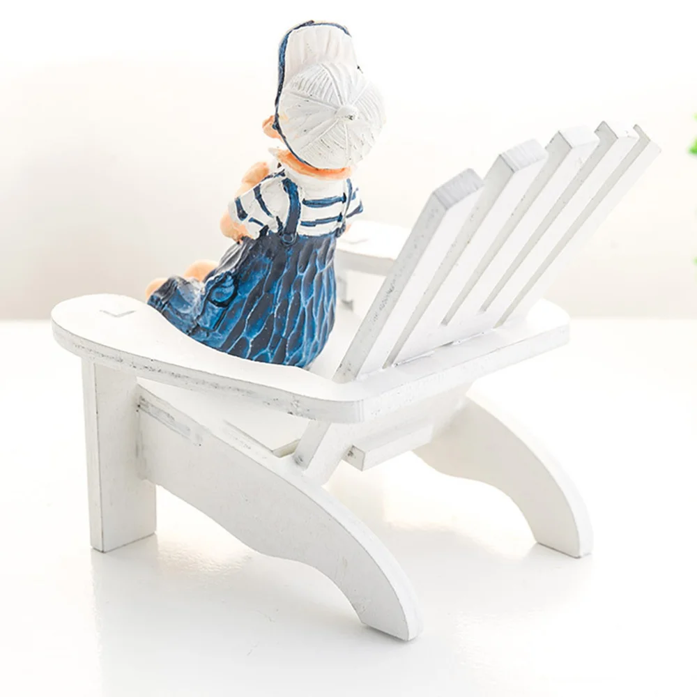 

Beach Chair Ornament Creative Desktop Decor Wooden Crafts Tabletop Decoration Adornment for Living Room Bedroom (Boy Doll Patter