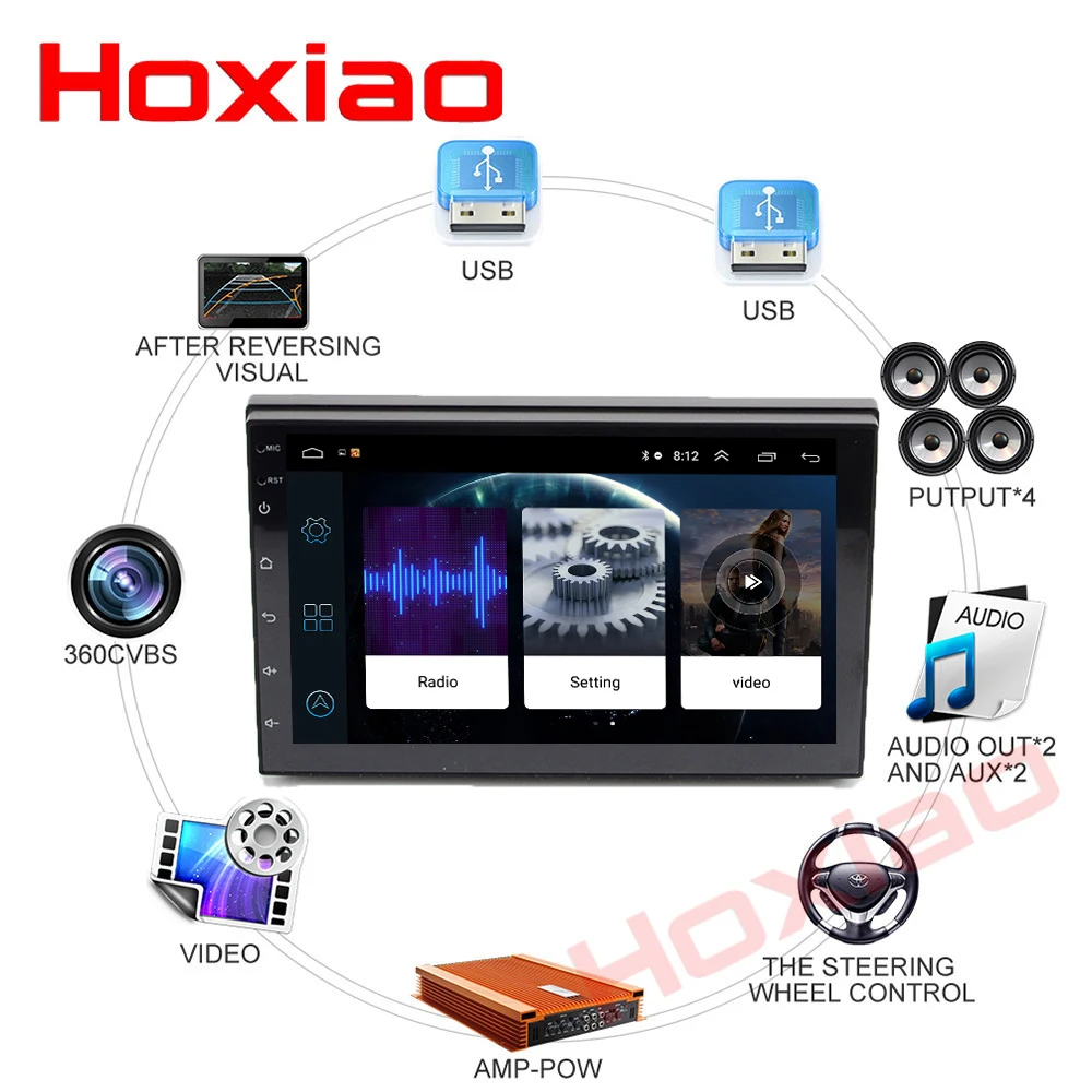 Универсальный автомобильный радиоприемник OBD Android 8 1 7 дюймов 2 г + 16 ГБ 2Din GPS Wi Fi