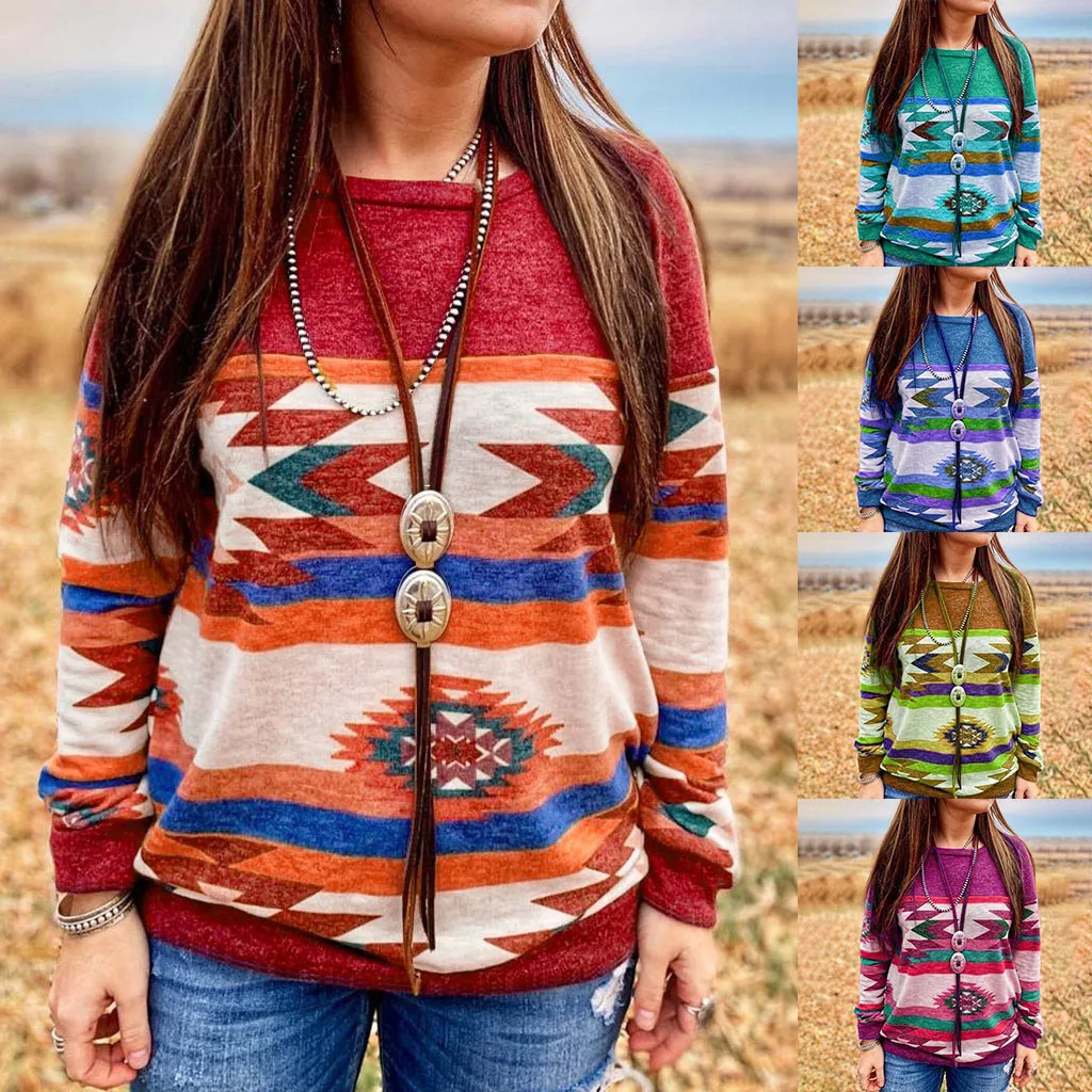 Новая модная женская блузка с длинными рукавами и круглым вырезом Осень-зима