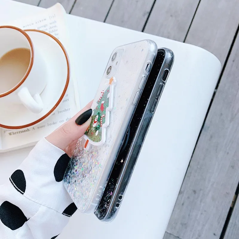 Милый встряхивающийся чехол для телефона с рождественской елкой samsung A6 A8 Plus A7 J5 J7