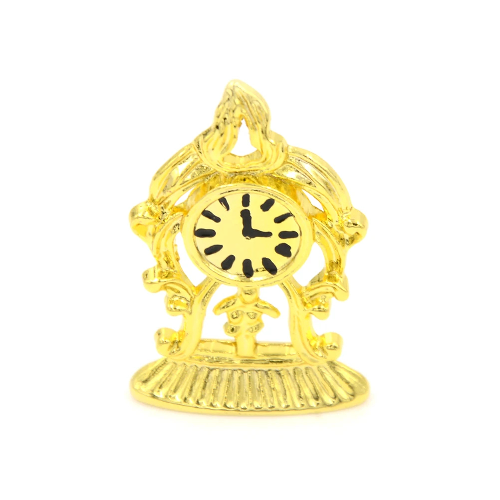 

1:12 Dollhouse Living Room Clock Decor Scale Dolls House Miniature Alloy Domed Clock Gold Tone Doll Toys Birthday Gift