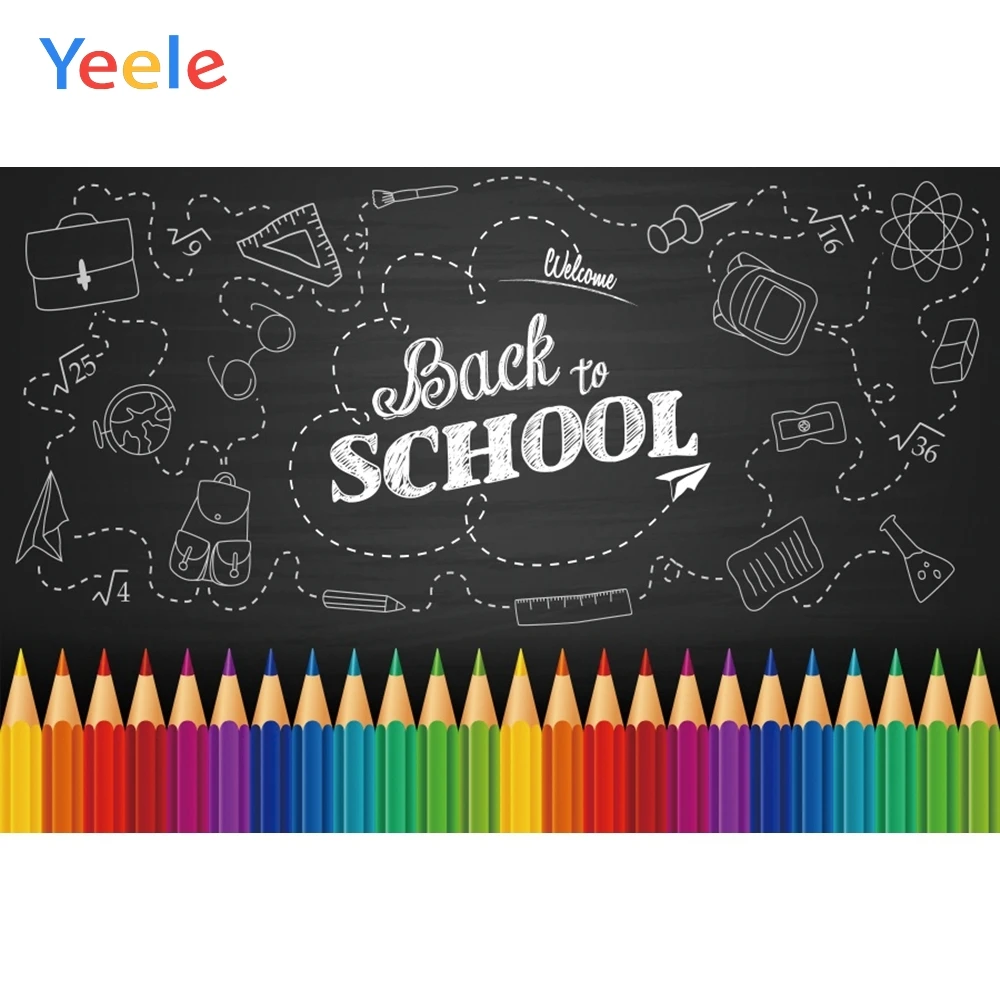 Виниловый фон для детской фотосъемки с черной доской карандаш школы дня рождения