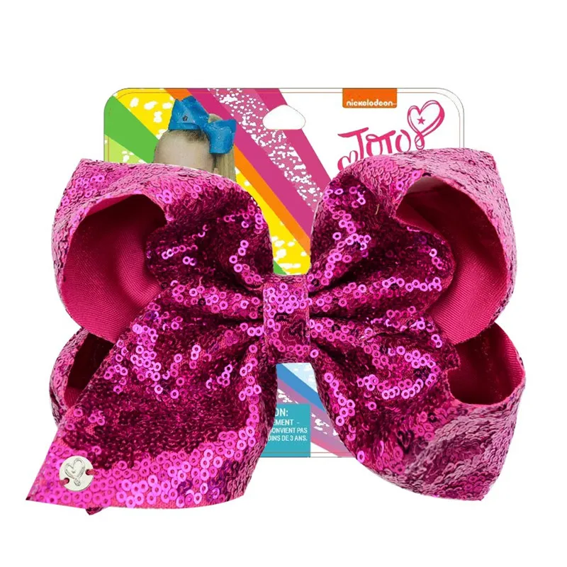 

8" Jojo Siwa Bows With Clip For Girls Kids Handmade Boutique Knot Jumbo Sequin Hair Bow Hairgrips Hair Accessories