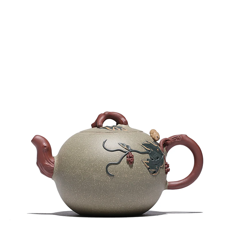

purple clay teapot pure manual raw ore qingduan squirrel grape teapot famous caozhigang teapot teapot Teapot Tea Set