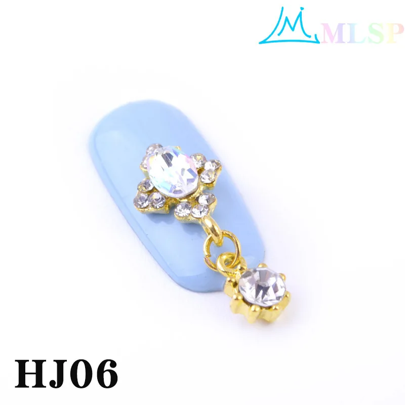 HJ06-10pcs 10 шт./лот, циркониевые украшения для дизайна ногтей, подвесные модели для ногтей, алмазные длинные висячие металлические Стразы для ногтей, изысканные Кристальные Звездные бриллианты - Цвет: HJ06-10pcs