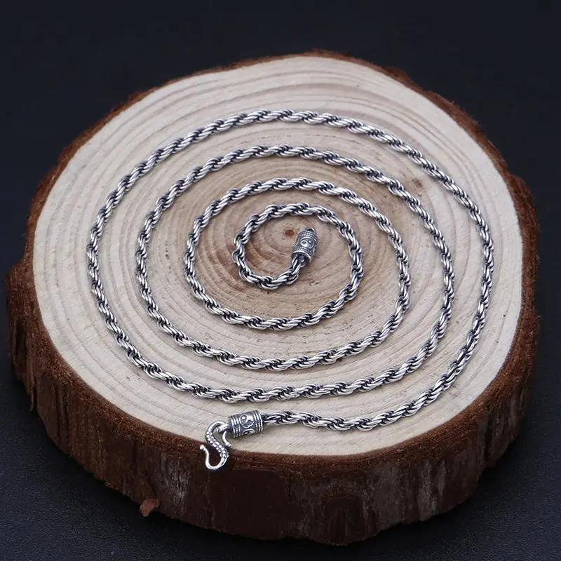 

100% S925 Silver Necklaces 1.8mm Chain Men Jewelry Accessorice Solid 925 Sterling Silver Tai Chi Long Chain Jewelry B0158