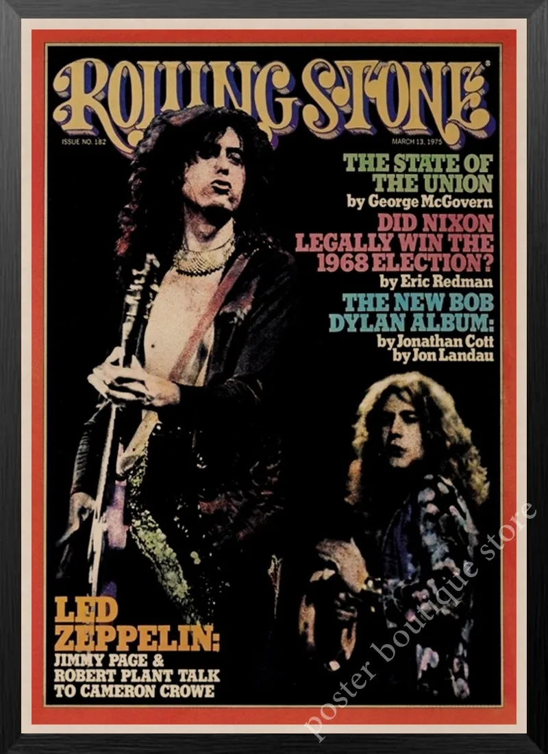 Светодиодный плакат Zeppelin Rock Music, Jimmy Page, rober Plant, винтажный домашний декор, настенные наклейки, 9 процентов/5