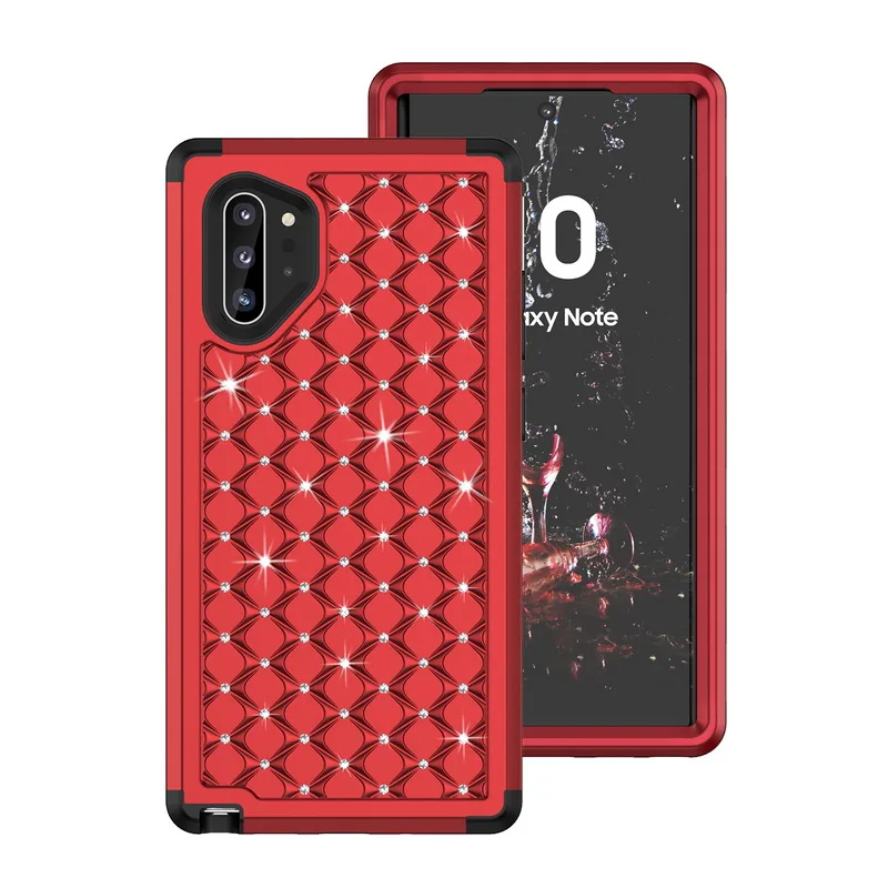 T5 Red Black Роскошный Блестящий Алмазный чехол для телефона samsung Galaxy Note 10 Plus S10 S9 Plus Броня гибридная 3 в 1 противоударный жесткий чехол - Цвет: T5 Red Black