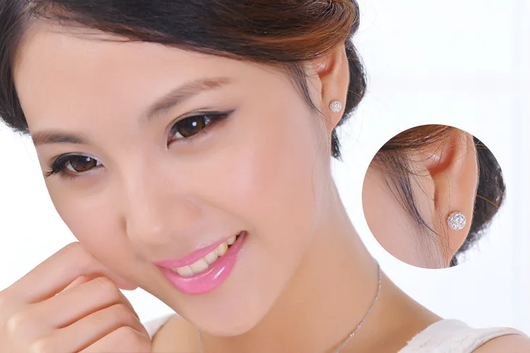 Женские серьги гвоздики с кристаллами S925 6/8/10 мм|crystal stud earrings|stud earringsstud earrings wholesale |