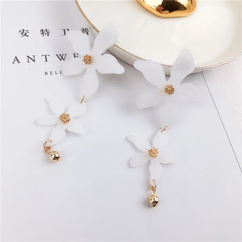 Hot Dual White Flower Earrings Personality 2019 Summer Holiday Big Statement Pendientes Mujer Boho Jewelry Party Wedding A10 | Украшения и