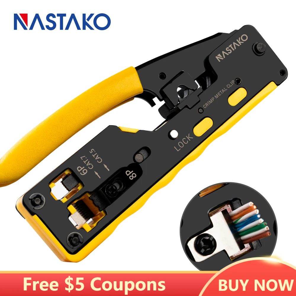

All in one Easy RJ45 Tool Network Crimper Cable Crimping Tools for RJ45 Cat7 Cat6 Cat5 RJ11 RJ12 Modular Plug Metal Clips Pliers