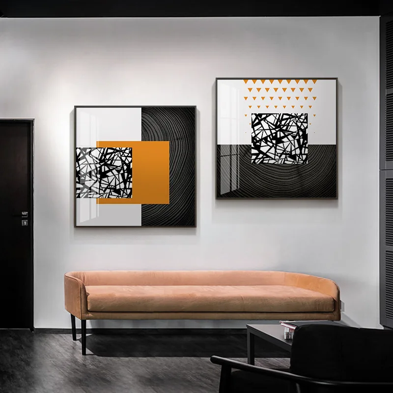 Abstract Burnt Black Gray Orange Wall Art Canvas Painting Nordic Minimalist One Line Drawing Posters Boho Prints Home Decor | Дом и сад