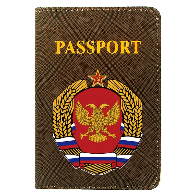 

Fashion Russian Double Headed Eagle Printing Women Men Passport Cover Pu Leather Travel ID Credit Card Holder Pocket Wallet