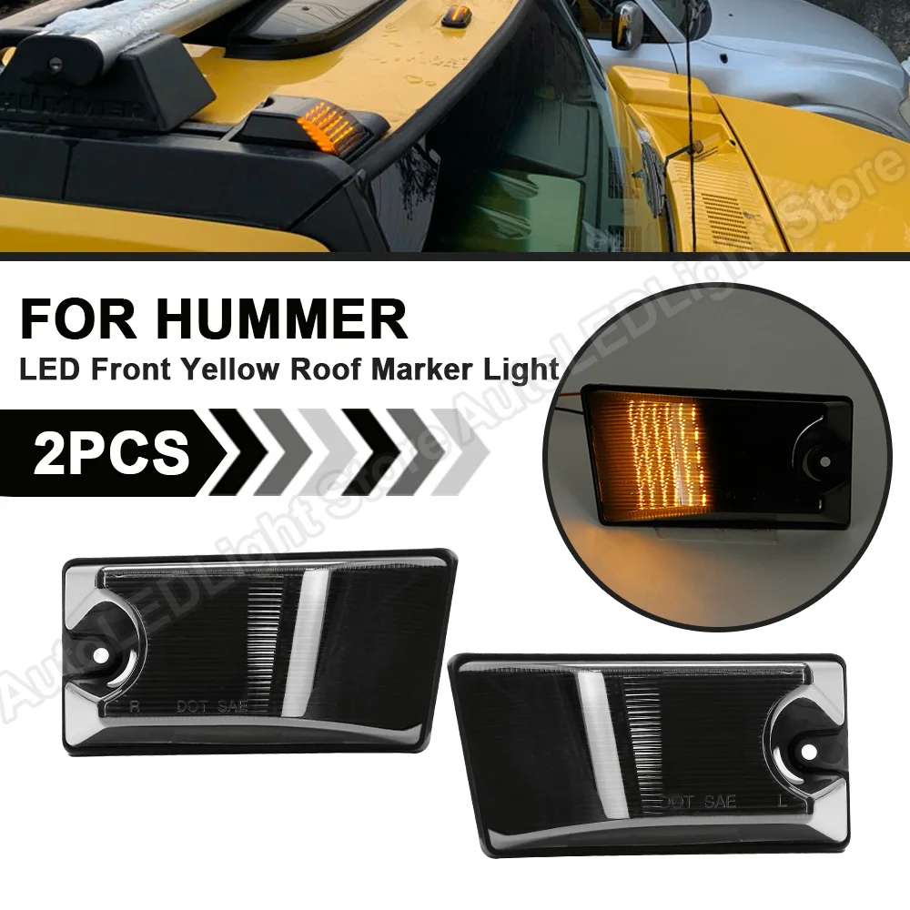 

2Pcs For Hummer H2 2003 2004 2005 2006 2007 2008 2009 H2 SUT 2005-2009 LED Front Yellow Cab Roof Marker Light Kit Dome Lamp